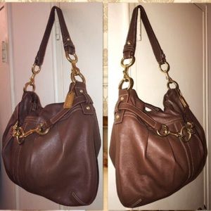 NWOT Large Coach Hampton Leather Pleated purse